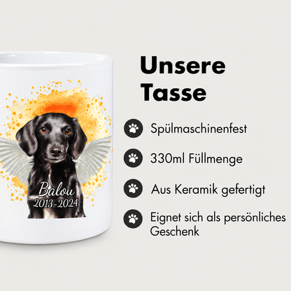 Personalisierte Keramiktasse mit Haustierportrait, 330ml, spülmaschinenfest.