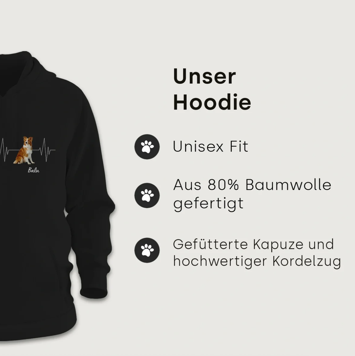 Personalisierter Hoodie - Herzschlag
