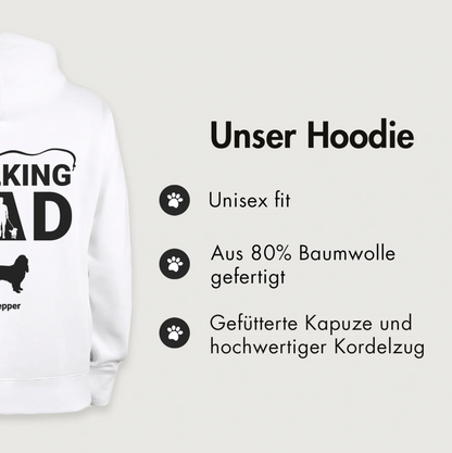 Weißer Hoodie mit Aufschrift "The Walking Dad", aus 80% Baumwolle, Unisex fit, gefütterte Kapuze.