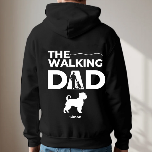 Teeinblue-Original – schwarzer Hoodie The Walking Dad mit Rückendruck und Name Simon