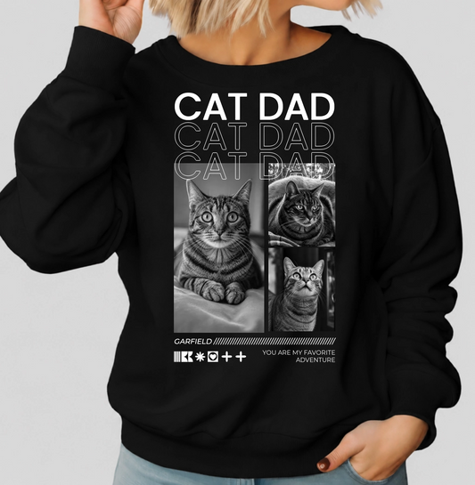 Sweatshirt Cat Dad – echtes Teeinblue-Original mit Garfield-Fotocollage