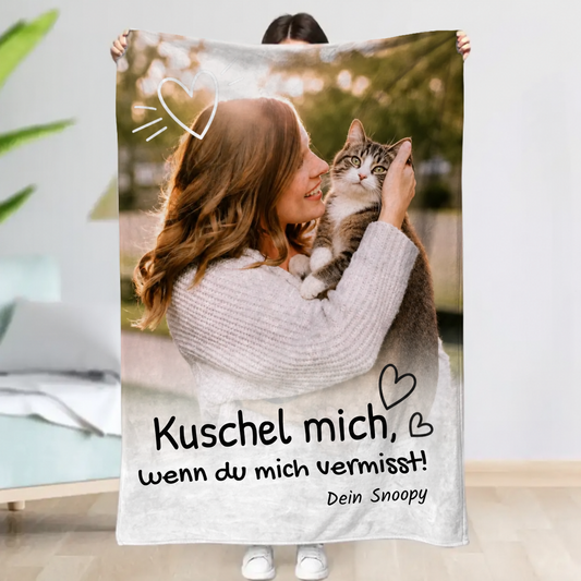 Personalisierte Decke - Kuschel mich, wenn du mich vermisst